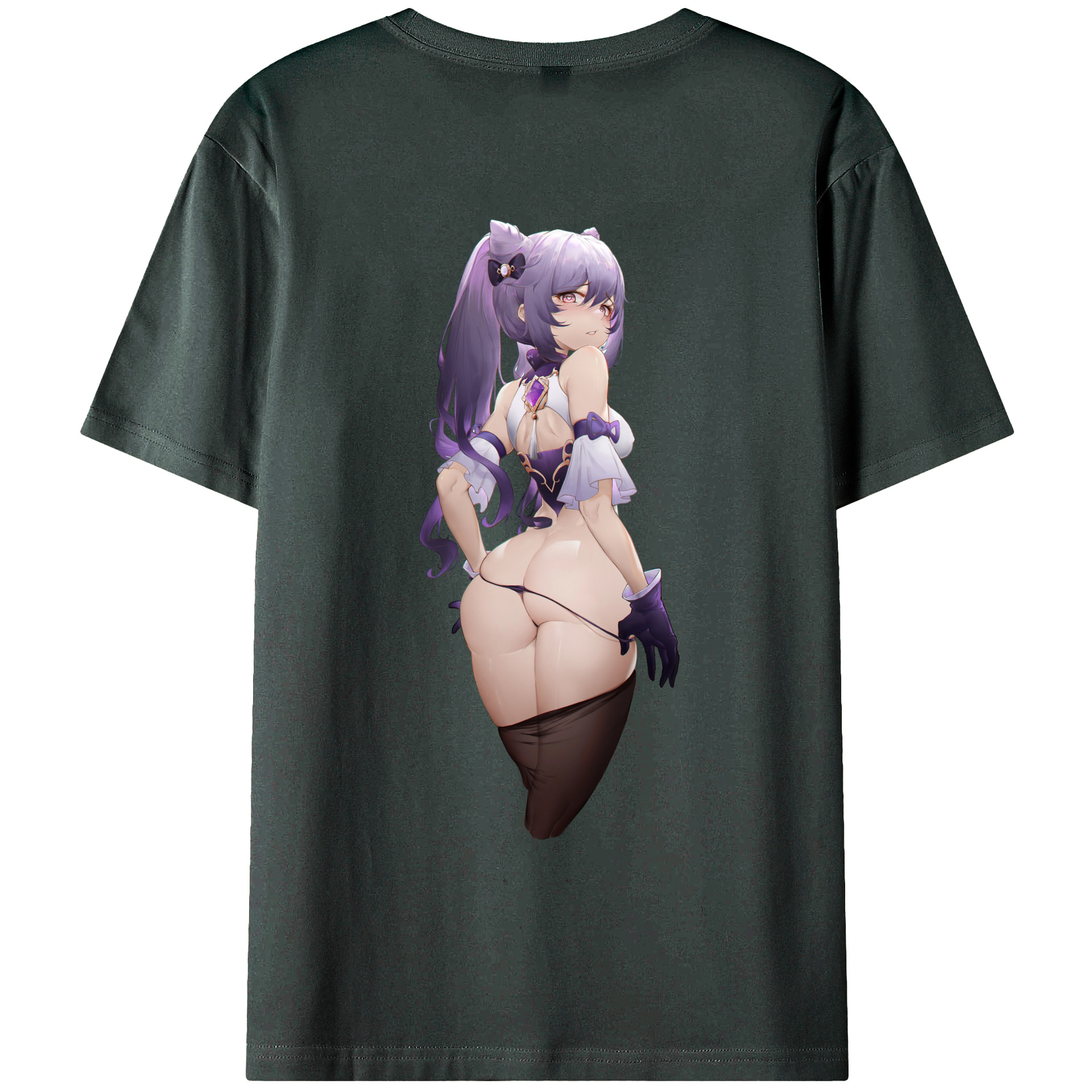 げんし神 刻晴 こくせい genshin Kokusei 綿100％ メンズ半袖Tシャツ（バックプリント） 通気性